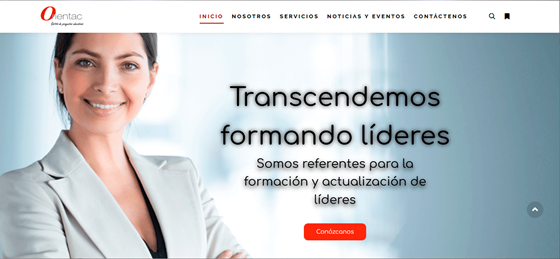 Captura de pantalla del sitio web de Orientac.
